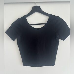 American Apparel Short Sleeve Black Crop Top with scoop neckline